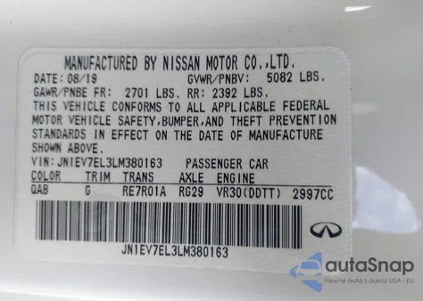 2020 Infiniti Q60 Luxe Awd from USA, damaged, VIN JN1EV7EL3LM380163